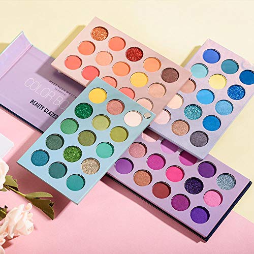 60 Color Eyeshadow Palette, 4 in 1 Board High Pigmented Glitter Matte Eye Shadow