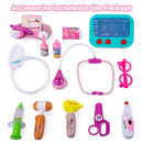 UNIH Doctor Cart Kit for Kids 3 4 5, Medical Play Set Realistic with Lights Toddlers Toys for Boys Girls 2-4 (Pink)