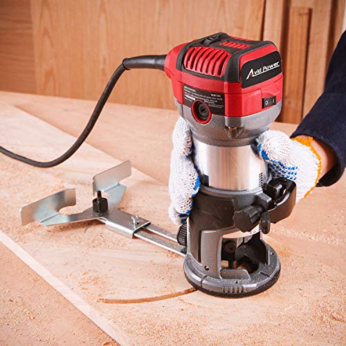 6.5-Amp 1.25 HP Compact Router with Fixed Base, 5 Trim Router Bits, Variable Speed