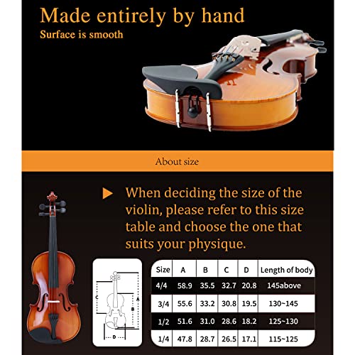 Standard Solid Wood Violin Outfit for Beginner Kids & Adults and W/Case