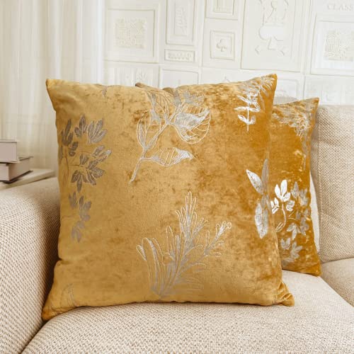 Foil Print Velvet Throw Pillow Covers 18 x 18 Decorative Pillow Covers