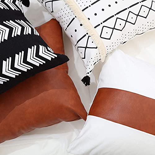 Boho Throw Pillow Covers 18 x 18 Set of 4 - Modern Stripe Geometric