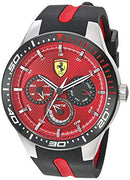 Ferrari Men's Stainless Steel Quartz Watch with Silicone Strap, Black, 22