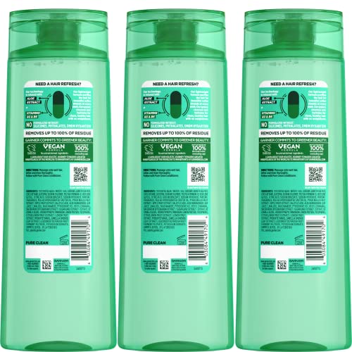 Hair Care Fructis Pure Clean Shampoo, 12.5 Fl Oz, 3 Count, Packaging May Vary