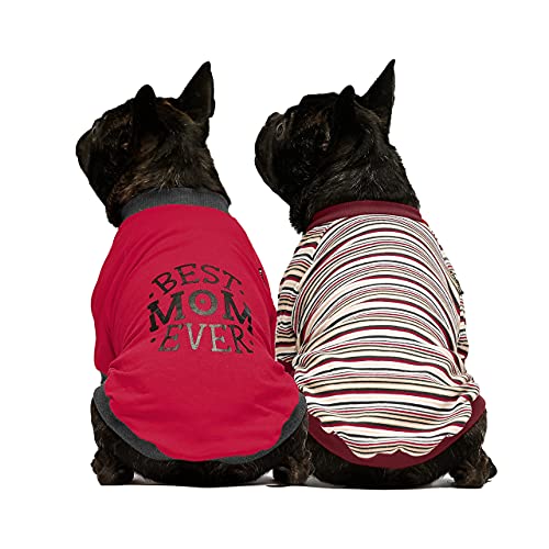 2-Pack Mother's Day Best Mom Ever Dog Shirt for Pet Clothes 100% Cotton