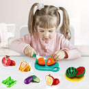 70 PCS Cutting Play Food Toy for Kids Kitchen, Pretend Fruit &Vegetables Accessories
