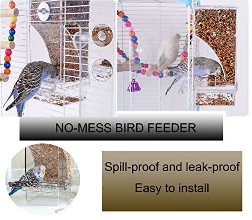 Automatic Bird Feeder,No Mess Bird Feeder,Bird Cage Feeder Bird Cage Accessories for Parakeet Canary Cockatiel Finch