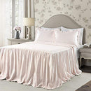 Blush Ticking Stripe Bedspread Shabby Chic Farmhouse Style Lightweight 3 Piece Set Queen