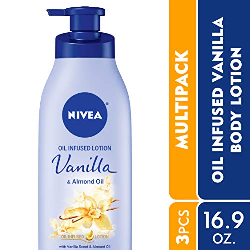 NIVEA Vanilla and Almond Oil Infused Body Lotion, 16.9 Fl. Oz (Pack of 3)
