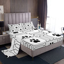 Black and White Bed Sheet Queen Set,Dog Paw Print Lovely Sheets Sets Adults Bedroom