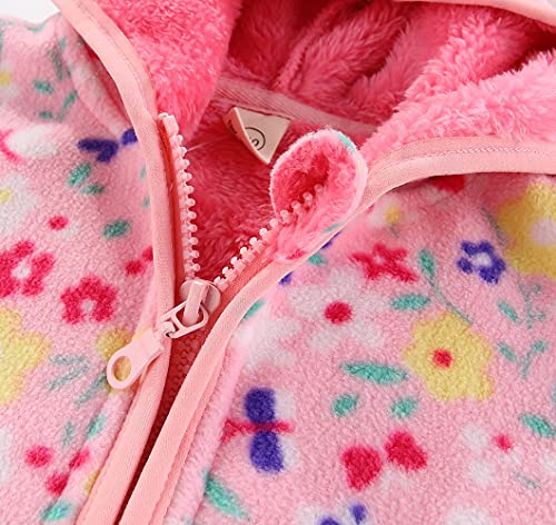 Toddler Polar Fleece Jacket Hooded Baby Boys Girls Autumn Winter Long Sleeve Thick Warm Outerwear,Pink,2-3T