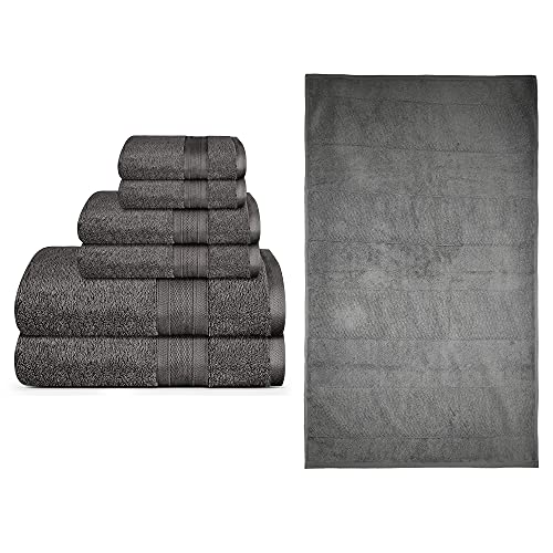 7 Piece Set (2 Bath Towels, 2 Hand Towels, 2 Washcloths, 1 Bathmat) Everyday Luxury 100% Cotton