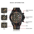 Sport Military Watches for Men Waterproof Watch Analog Quartz Leather Wristwatch