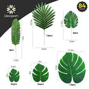 Palm Leaves Artificial -84Pcs 6 Kinds Large Small Green Fake Palm Leaf