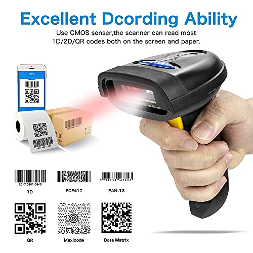 Barcode Scanner, Compatible with 2.4G Wireless & Bluetooth & USB Wired Connection