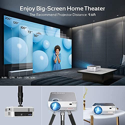 Native 1080P WiFi Bluetooth Projector, DBPOWER 8000L Full HD Outdoor Movie Projector