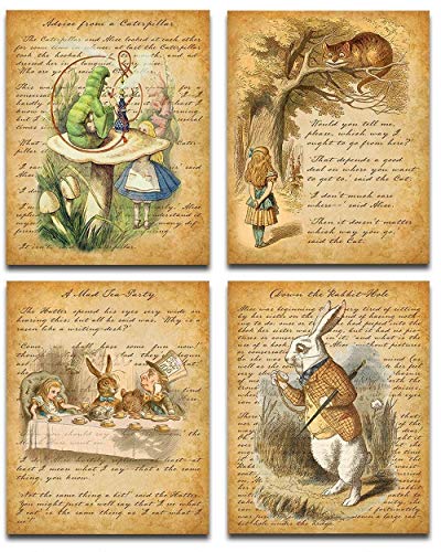 Alice In Wonderland - Set of Four Prints (8x10) Unframed - Home Decor