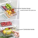 Fridge Drawer Organizer, Refrigerator Organizer Bins, Pull Out with Handle, Fridge Shelf Holder Storage Box, Clear Container for Food,Drinks,Fit for Fridge Shelf Under 0.6" (1 Pack Medium)
