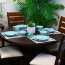 Elama Embossed Stoneware Ocean Dinnerware Dish Set, 16 Piece, Turquoise