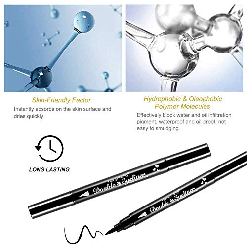 LemonSac 4 Pcs Double-sided Liquid Eyeliner Pencil Pen, with Eye Makeup Stamp