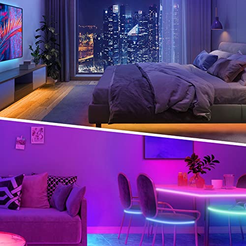 100ft Led Strip Lights RGB Music Sync Color Changing,Bluetooth Led Lights with Smart App