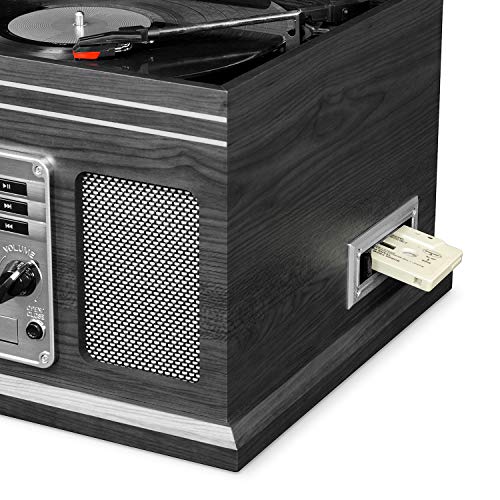 6-in-1 Bluetooth Record Player & Multimedia Center with Built-in Speakers