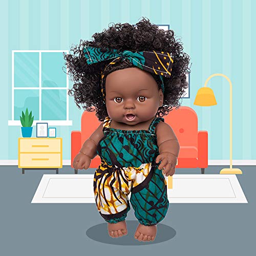 2 Pcs 8 Inch Black Baby Doll African Washable Realistic Silicone Baby Dolls