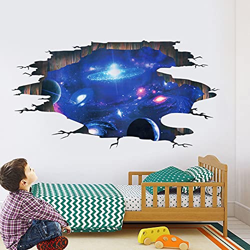 Creative 3D Blue Cosmic Galaxy Wall Decals