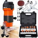 Compact Router, 6.5-Amp 1.25 HP Compact Wood Palm Router Tool Kit, Wood Trimmer with 15 pieces 1/4" Router Bits Set, 30000R/MIN
