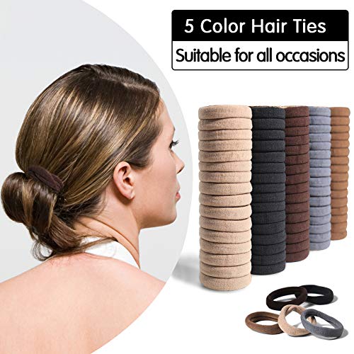 100 Pcs Thick Seamless Brown Hair Ties, Ponytail Holders Hair Accessories No Damage