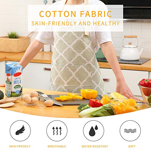 2 Pieces Cotton Linen Waterproof Bib Kitchen Apron with Pockets