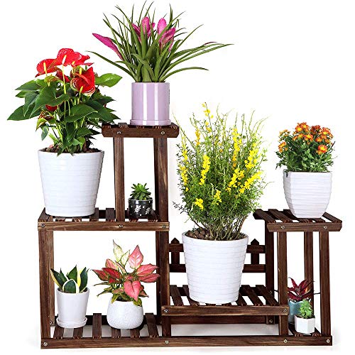 FOLDIFY Pine Wood Plant Stand Indoor Outdoor Multiple Flower Pot Holder Shelf
