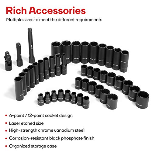 Eastvolt Mechanic Tool Kits, Drive Socket Set, 46 Pieces Socket Set with 72 Teeth
