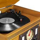 8-in-1 Bluetooth Record Player & Multimedia Center, Built-in Stereo Speakers