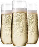 48 Pack Stemless Plastic Champagne Flutes Disposable 9 Oz Clear Plastic Glasses