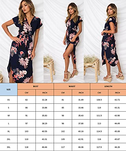 Womens Dresses Summer Casual V-Neck Floral Print Dress