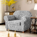 Stretch Sofa Cover Printed Sofa Slipcover 2-Piece Couch Cushion Cover Washable Spandex Furniture Protector, Small, Grey