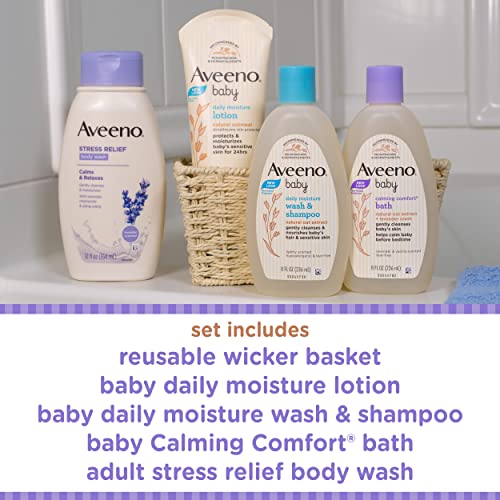 Aveeno Baby Mommy & Me Daily Bathtime Gift Set , Soap-Free, 4 items