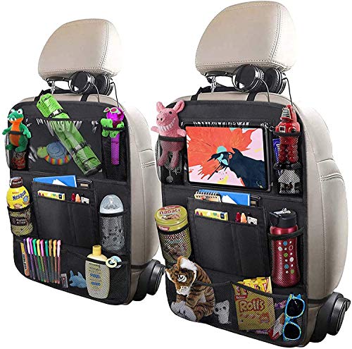 Car Backseat Organizer with 10" Table Holder, 9 Storage Pockets Seat Back Protectors
