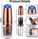 Gravity Electric Pepper and Salt Grinder Set, Adjustable Coarseness, Battery Powered