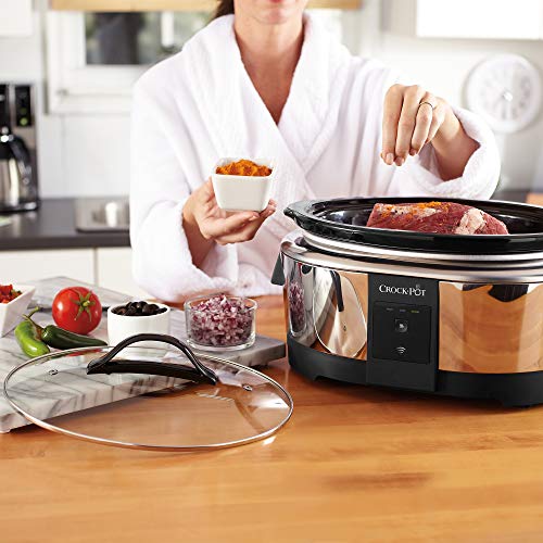 Slow Cooker Works with Alexa 6-Quart Programmable Stainless Steel