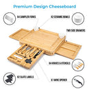 Smirly Cheese Board and Knife Set: 16 x 13 x 2 Inch Wood Charcuterie Platter