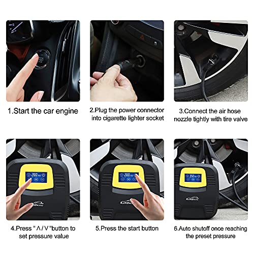 Air Compressor Tire Inflator - Car Tire, Bicycle, Basketball and Other Inflatables
