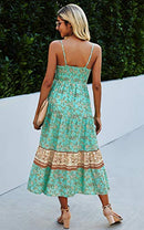 Women's Dresses Floral Adjustable Spaghetti Strap V Neck Boho Long Maxi Dress