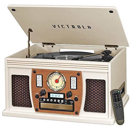 8-in-1 Bluetooth Record Player & Multimedia Center, Built-in Stereo Speakers