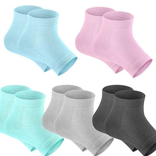 5 Pairs Moisturizing Gel Heel Socks Open Toe Socks