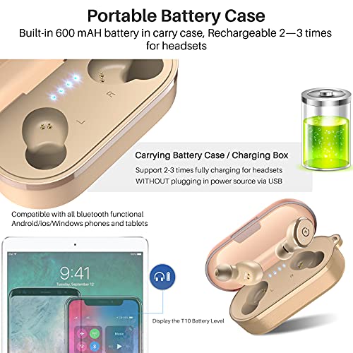 T10 Bluetooth 5.0 Wireless Earbuds with Wireless Charging Case, Waterproof Stereo