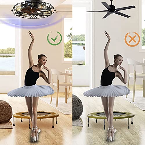 Caged Ceiling Fans with Lights and Remote Contral, Flush Mount Ceiling Fan with Light