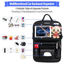 Car Back Seat Organizer PU Leather with Foldable Table Tray Car Organizer
