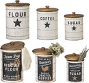 Farmhouse Tin Canisters, Sugar, Coffee, Flour